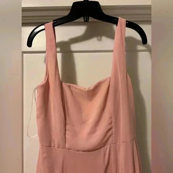 SQUARE NECK CHIFFON MAXI DRESS WITH CIRCLE SKIRT IN ROSE - PANTONE ROSE  QUARTZ - Picture 8 of 12